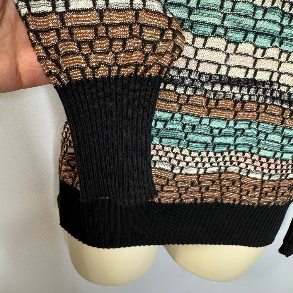 Missoni Wool Blend Textured Knit Multi Scoop Neck Pullover Sweater Made Italy 8 - Picture 7 of 13